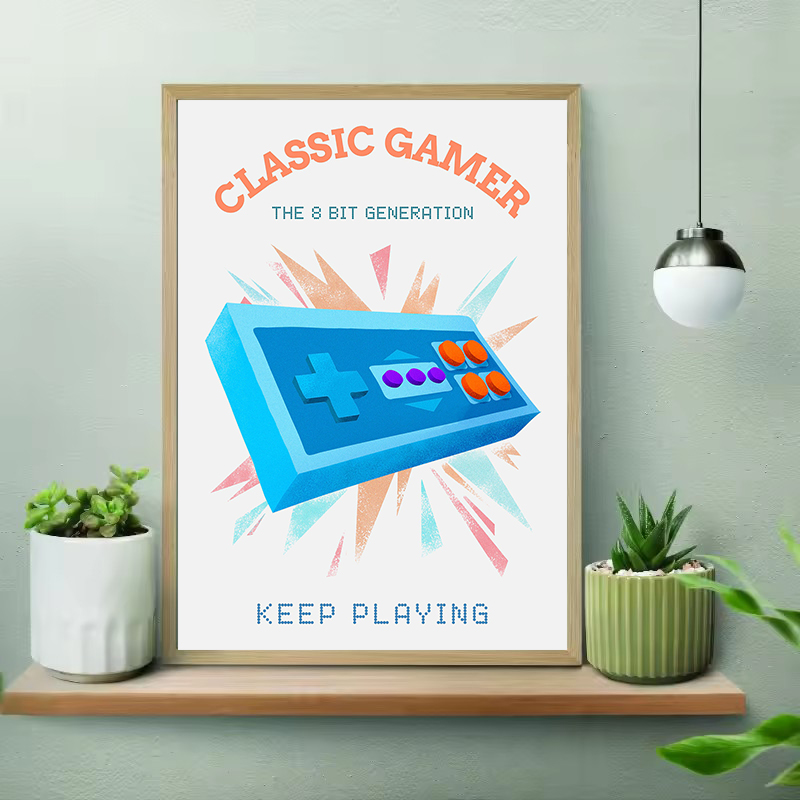 Retro Bunte Gamer mit Joystick – Gaming Console Picture Bewertung und Preis
